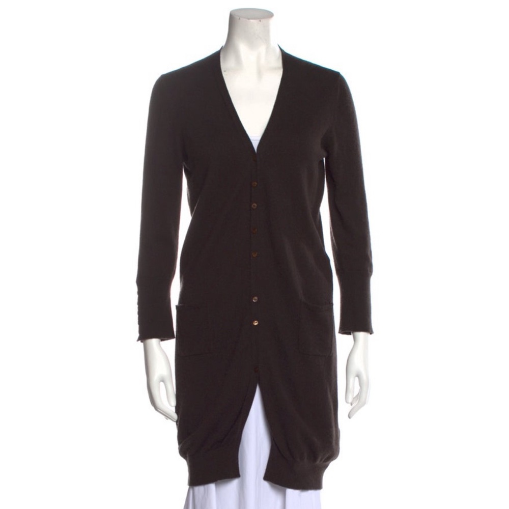 Loro Piana, Long, Silk, V-Neck Cardigan. Size S. Color - Brown.